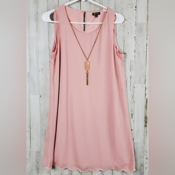 NWT Lily Rose Scallop Shift Dress & Necklace Set - Size Medium - Picture 1 of 8